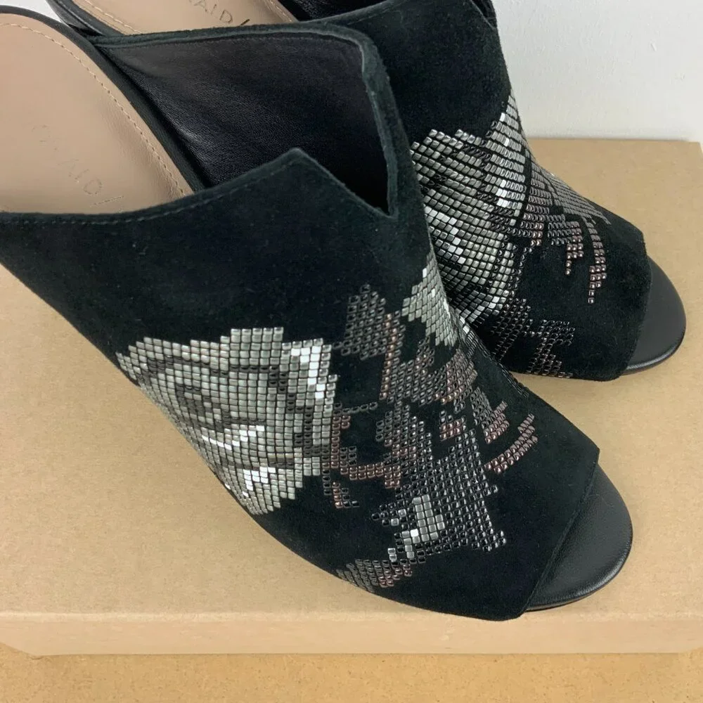 Donald J Pliner Elora Suede Brocade Mule in Black Sz 9M - Picture 5 of 16